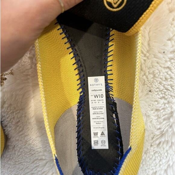 Rothys Shoes 10 Yellow Flat Ballet The Point Washable Eco Recycled 10 Pre Owned - Picture 7 of 7